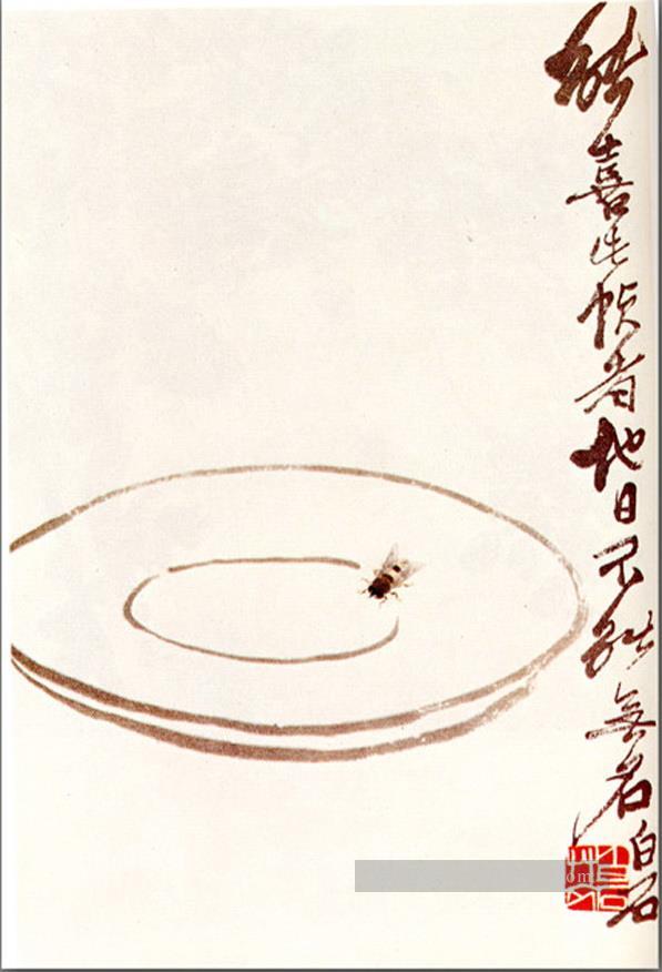Qi Baishi Fly sur un plateau ancienne Chine à l’encre Peintures à l'huile